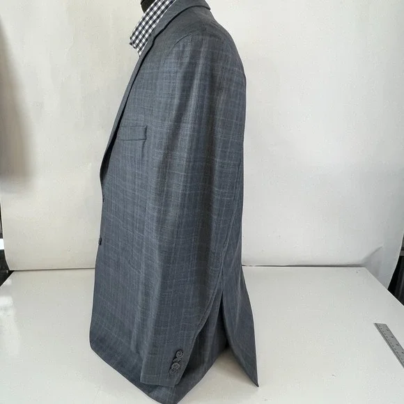 Jack Victor Loro Piana Men's Gray Super 130s‎Two Button Plaid Blazer 40